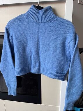 Sunday Best Powder Blue Cropped Turtleneck Sweater